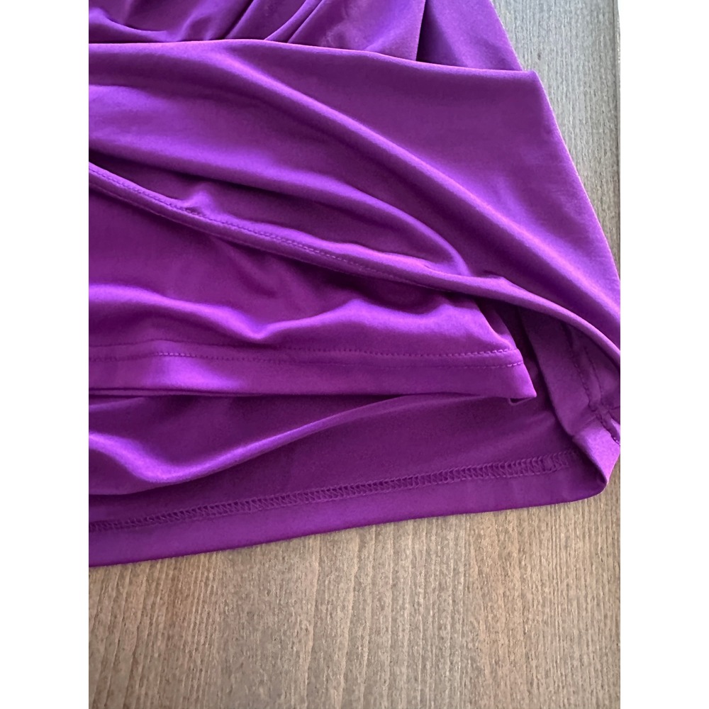 Adrianna Papell Purple One Shoulder Ruched Silk Ruffle Cocktail Mini Dress - Picture 3 of 9